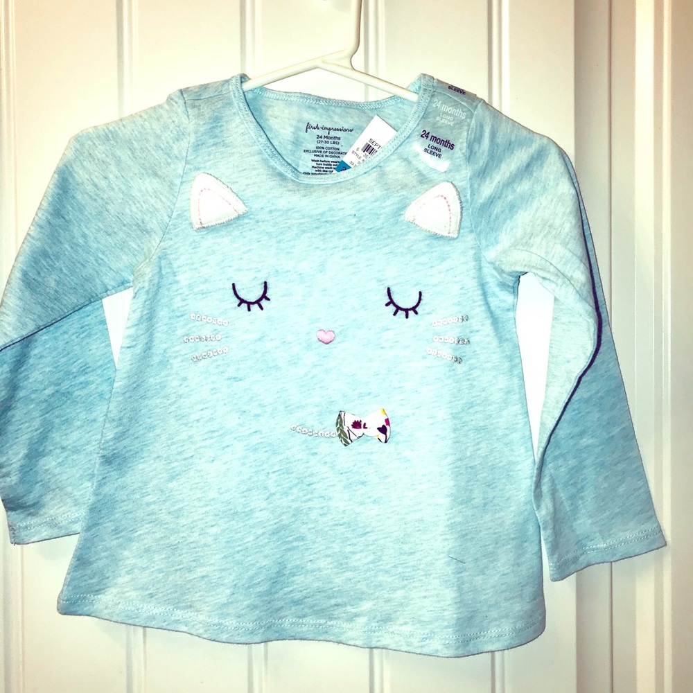 Toddler girl t-shirt with Cat face NEW